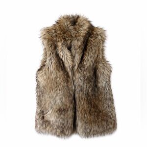 Eddie Bauer Faux Fur Vest Women’s M Brown Plush Winter Layer